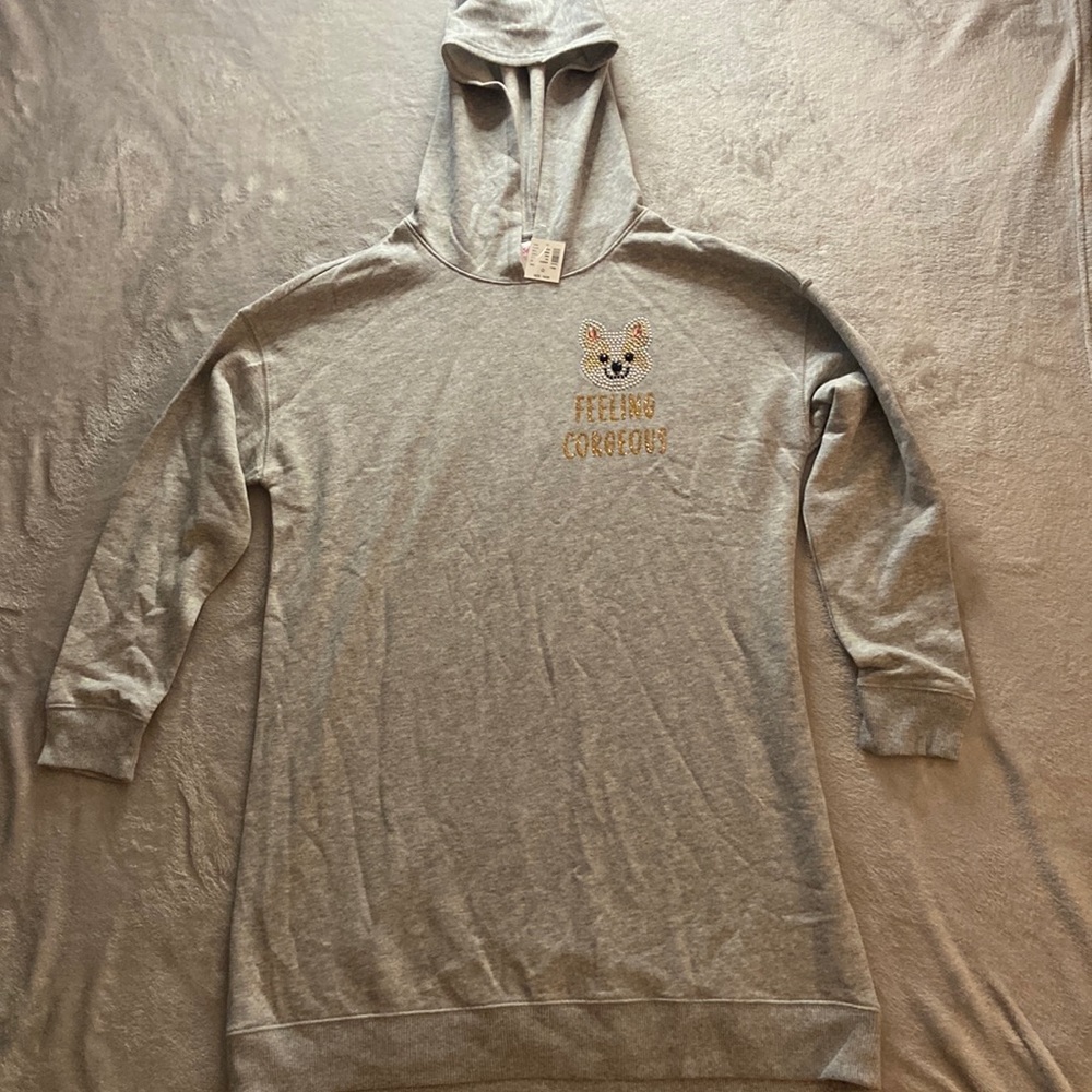 Justice girls size 18/20 gray long sleeve hoodie